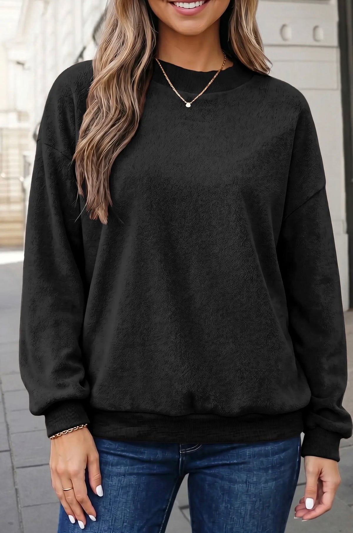 Mock Neck Reversible Sweaters- Black
