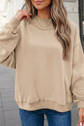 Mock Neck Reversible Sweater-Tan